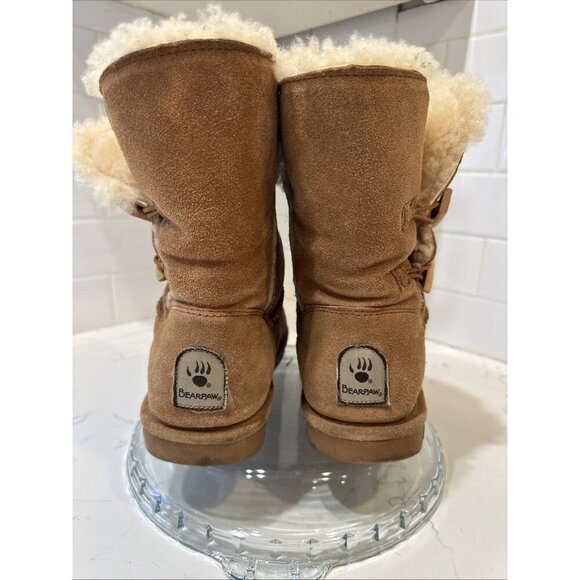 Bearpaw Abigail Womens Sz 8 Brown Suede Sheepskin Wool Lined Winter Calf Boots - Picture 5 of 10